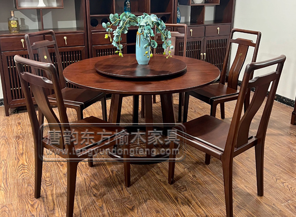 胡桃木圆桌新中式