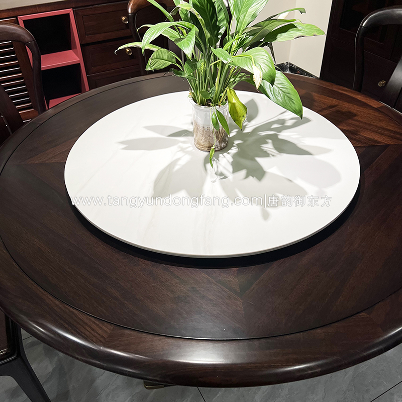 黑檀木新中式圆餐桌