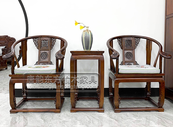 古典中式榆木皇宫圈椅三件套
